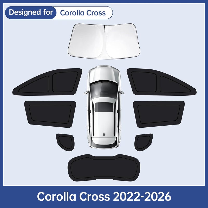 FSHAANY'S Car Window Shades for Toyota Corolla Cross 2022-2026, Full Car Window Covers for Privacy, Sunshades for Corolla Cross Front Rear Windshield Side Windows to Block UV and Protect Privacy(6pcs) - Image 3